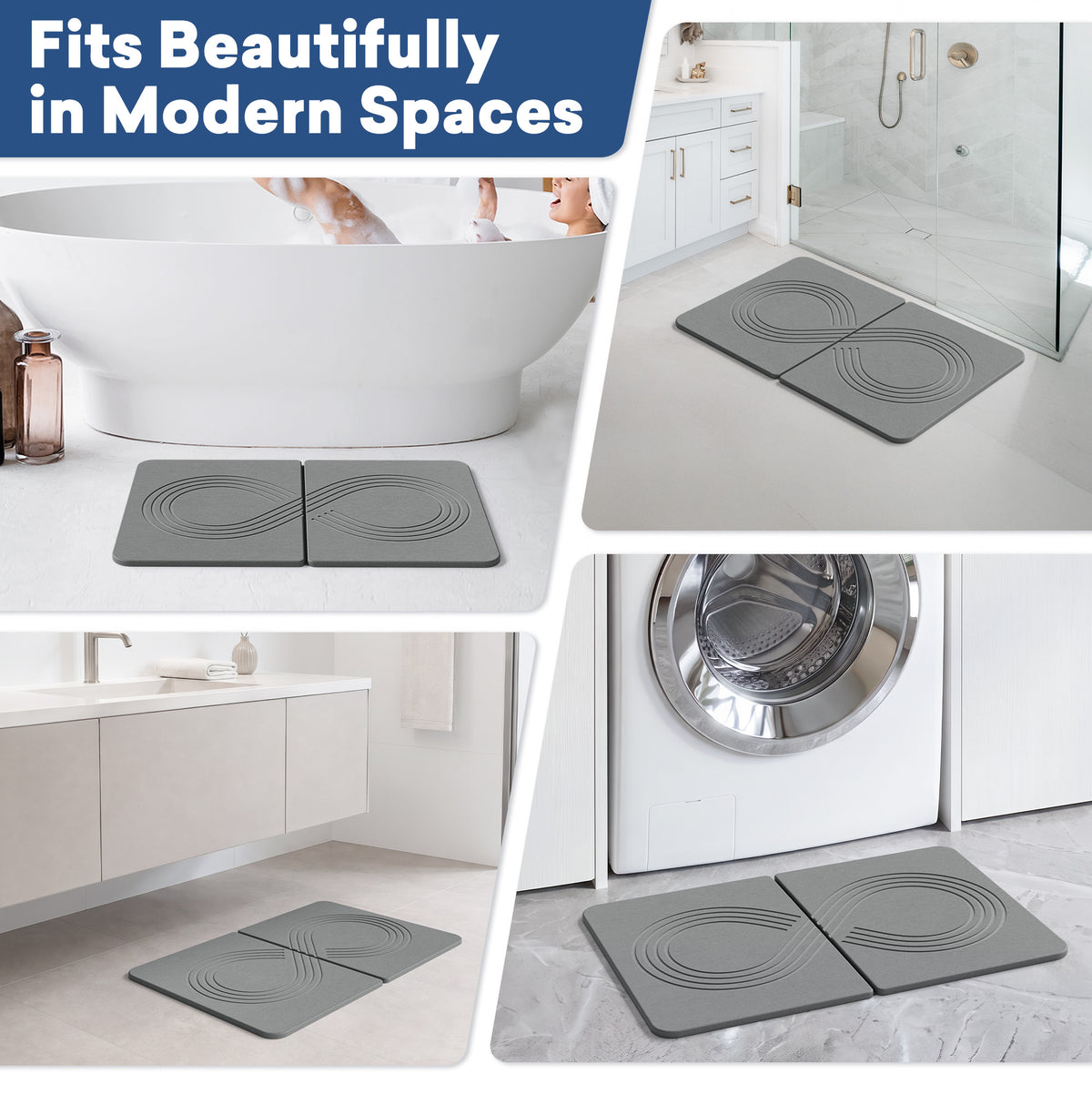 Infinity Groove Pattern Stone Bath Mat