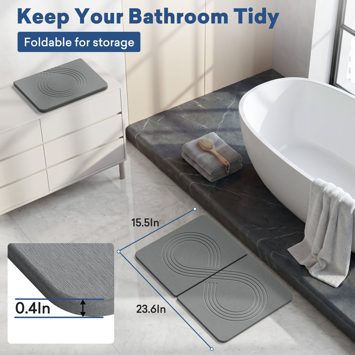 Infinity Groove Pattern Stone Bath Mat