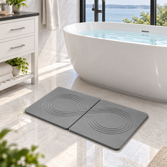 Infinity Groove Pattern Stone Bath Mat